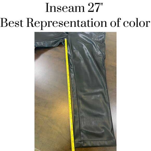 NWT DKNY Faux Leather Pull-On Pants Black Size Medium with Side Pockets Women's - Picture 4 of 9